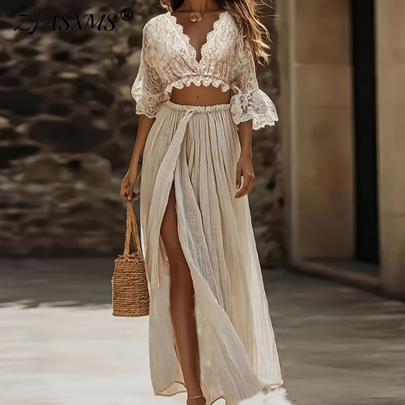 Woman Formal Wear - Conjunto de dos piezas bohemio de