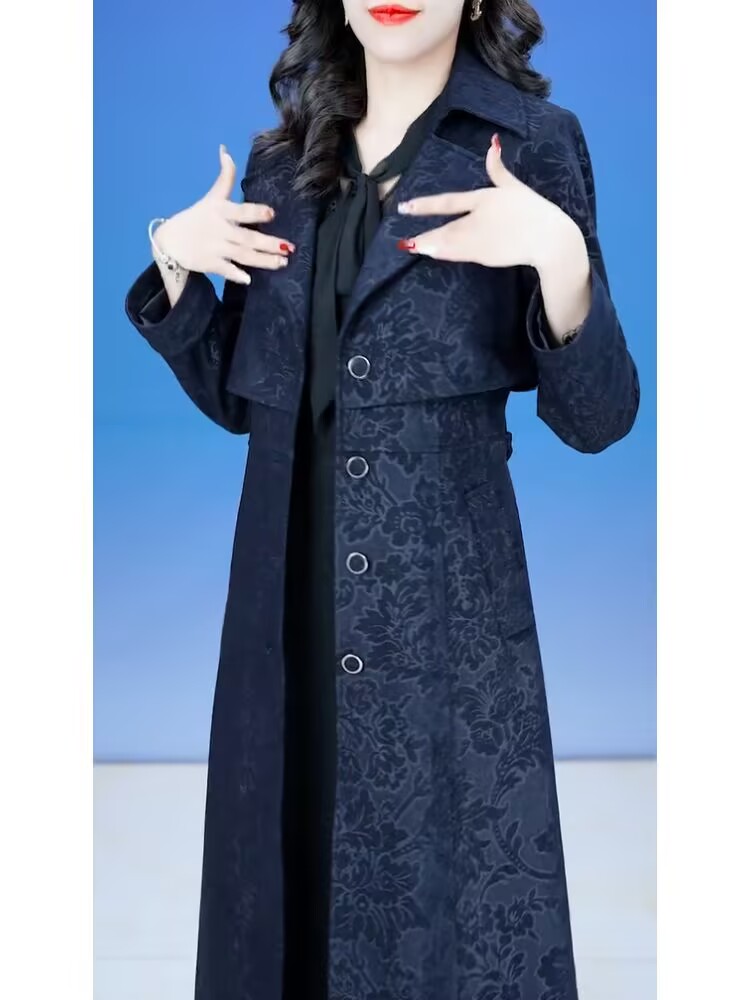 Trench Coat Formal - Chaqueta Cortavientos Jacquard de Alta Calidad