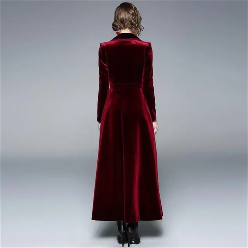 Trench Coat Formal - Abrigo cortavientos largo de terciopelo dorado