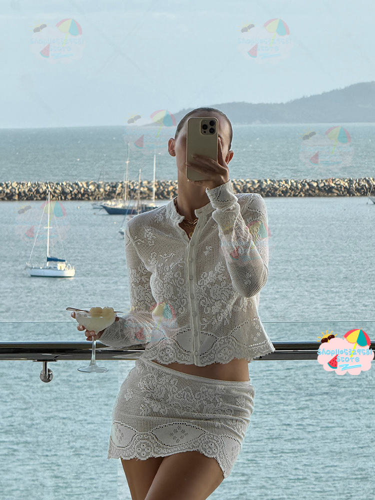Women'S Holiday Formal Wear - Conjunto de Dos Piezas de Crochet