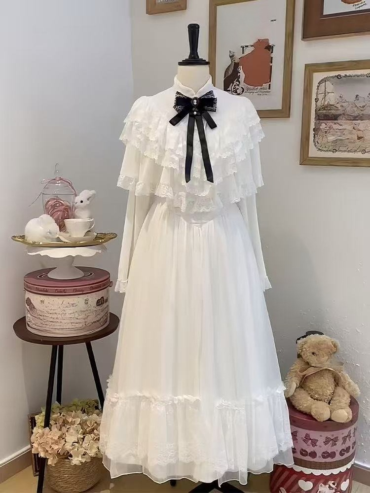 Woman Formal Wear - Vestido japonés de encaje con lazo