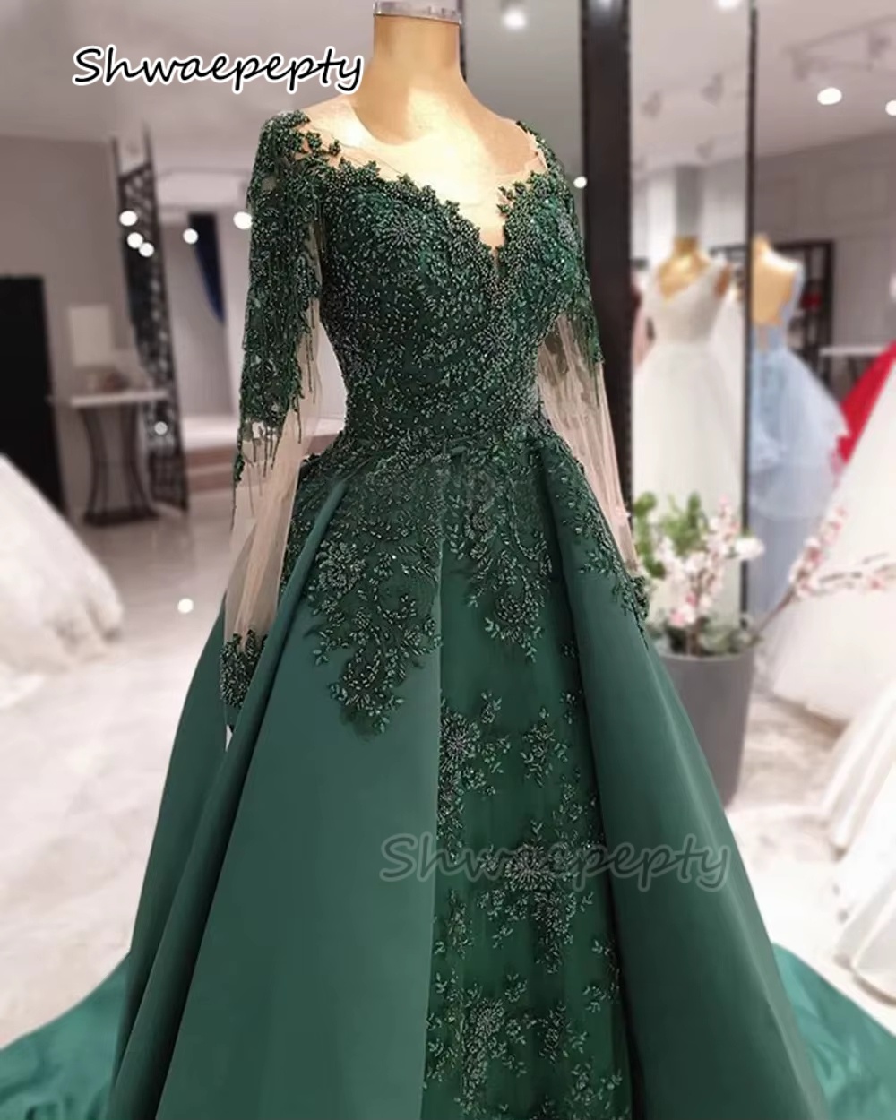 Women Formal Wear Dubai - Vestido de noche verde cazador elegante