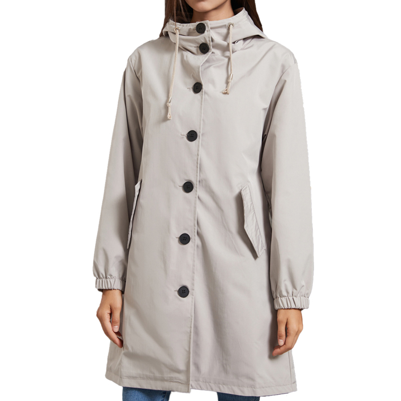 Trench Coat Formal - Chaqueta cortavientos con capucha para mujer,