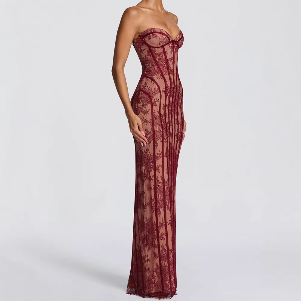 Vestido Maxi Ajustado sin Tira - Woman Formal Wear reseña y precio